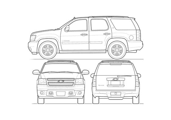Download drawing Chevrolet Tahoe SUV 2009 in ai pdf png svg formats